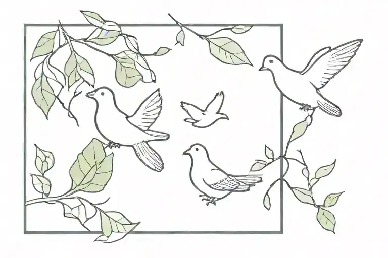 lying 8 including ivy and two doves tattoo design idea
