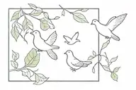 lying 8 including ivy and two doves tattoo design idea