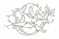 lying eight including ivy and two doves tattoo design idea