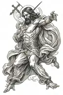 Jesus fighting the devil tattoo design idea