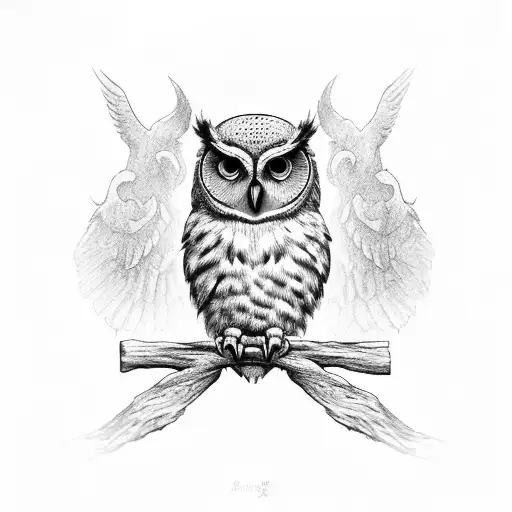 An owl perched on the Medal of Saint Benedict tattoo design idea