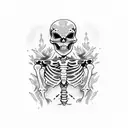 praying skeleton tattoo design idea