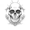 praying skeleton tattoo design idea