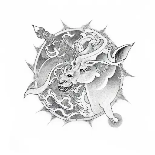 combined image of Capricorn, Leo, Cancer and Aries tattoo design idea