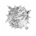 combined image of Capricorn, Leo, Cancer and Aries tattoo design idea