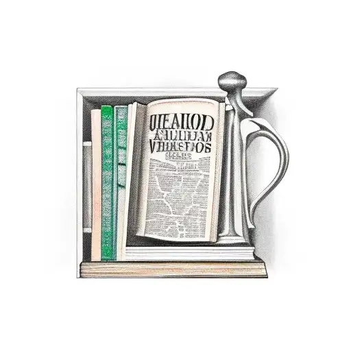 picture frame with books inside tattoo design idea