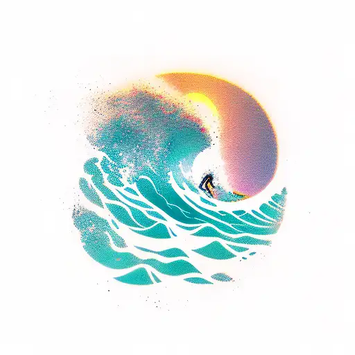 wave surf tattoo design idea
