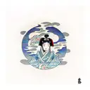 female samurai moon tattoo design idea