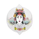 female samurai moon tattoo design idea