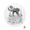 female samurai moon tattoo design idea