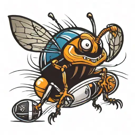 New School ant with bright neaon colors for a logo on a football helment  tattoo design idea