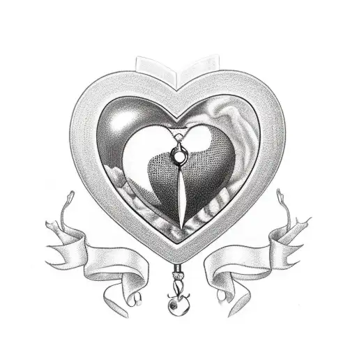 real life heart with a pocket watch and an hourglass. the four chambers of the heart representing my four children with  tattoo design idea