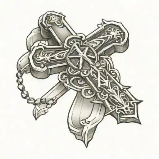 cross and Matthew 6:34 tattoo design idea
