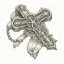 cross and Matthew 6:34 tattoo design idea