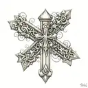 cross and Matthew 6:34 tattoo design idea