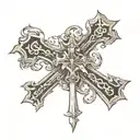 cross and Matthew 6:34 tattoo design idea