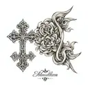 cross and Matthew 6:34 tattoo design idea