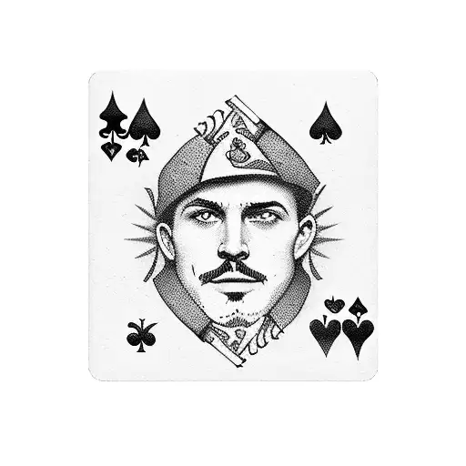 3 playing cards with the number 2 5 and K and in the last playing card should be a lego man without a head tattoo design idea