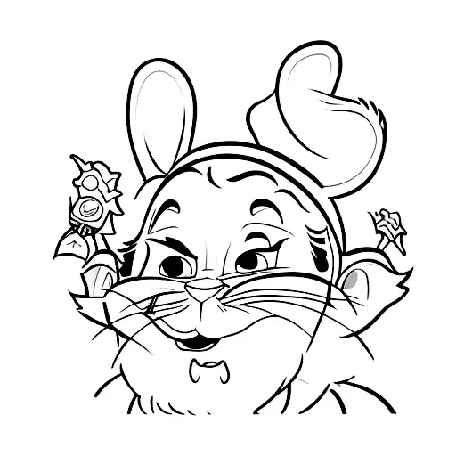 Omerta Jerry with closed eyes, mouth and ears from Tom and Jerry tattoo design idea