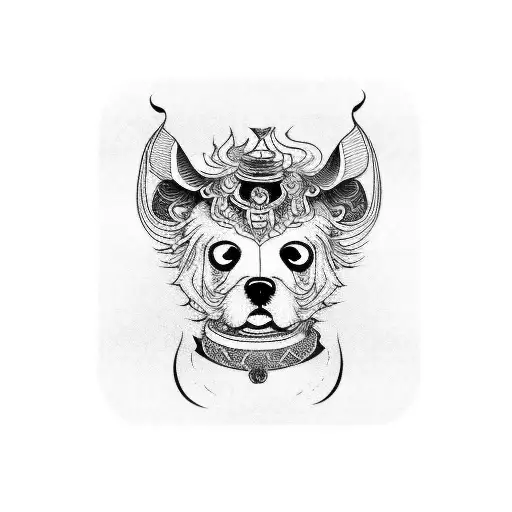 fu dog sleeve for upper leg tattoo design idea