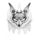 butterfly wolf and moon tattoo design idea