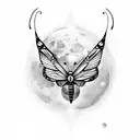 butterfly wolf and moon tattoo design idea