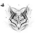 butterfly wolf and moon tattoo design idea