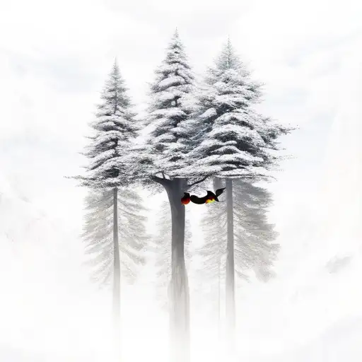 a cedar tree and a condor tattoo design idea