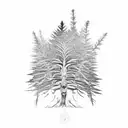 a cedar tree and a condor tattoo design idea