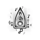 Melodic spade design with musical notes tattoo design idea