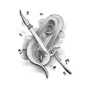 Melodic spade design with musical notes tattoo design idea