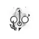 Melodic spade design with musical notes tattoo design idea