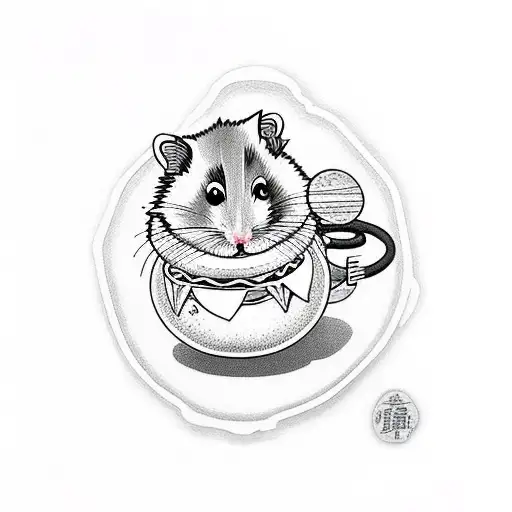 Hamster with Hamburger tattoo design idea