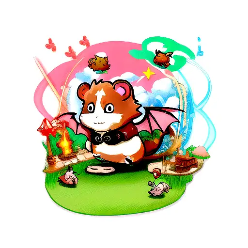 Hamster with Dragon wings tattoo design idea