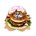 Hamster with Hamburger tattoo design idea