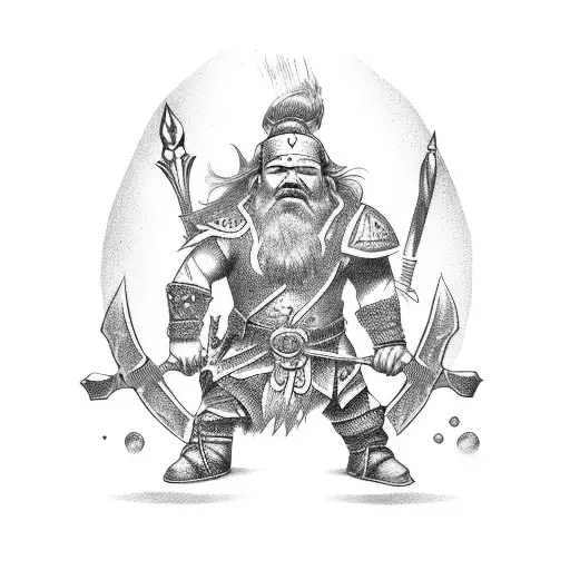Dwarf warrior tattoo design idea