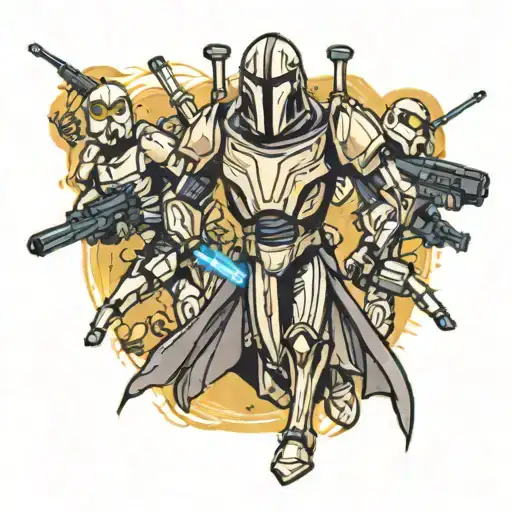 A tattoo of General Grievous leading an army of droids into battle tattoo design idea