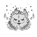 Pomeranian and "Calcifer" from howls moving castle hanging out tattoo design idea