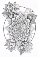 A dotwork mandala design with intricate floral patterns, representing the balance between motherhood and personal fitness goals tattoo design idea
