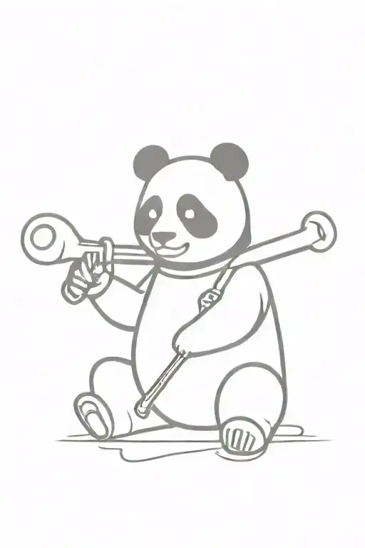 panda mechanic holding a wrench tattoo design idea