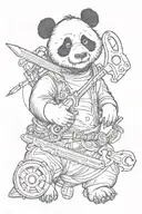 badass panda holding a crescent wrench tattoo design idea