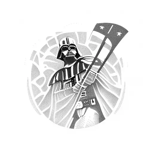 Darth Vader surfing in Hawaii tattoo design idea