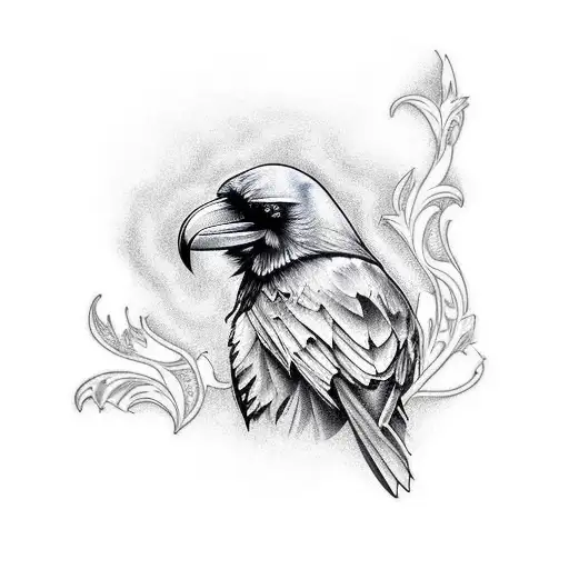 RAVEN WITH DEADLY NIGHTSHADE tattoo design idea