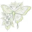 luna moth with hydrangea flower  coming from both m sides of the wings for chest tattoo  tattoo design idea
