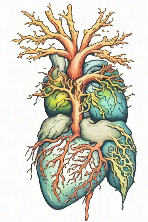 anatomical heart aurora borealis merging tattoo design idea