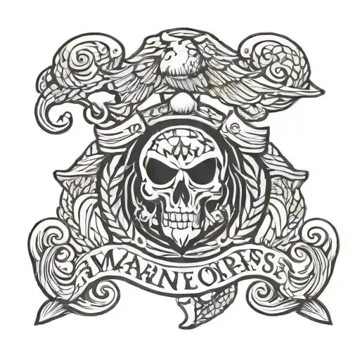 marine corps logo and semper fides  tattoo design idea