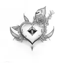 the Name Pearla with a heart included in the name maybe replacing a letter with the heart in Chicano style font tattoo design idea