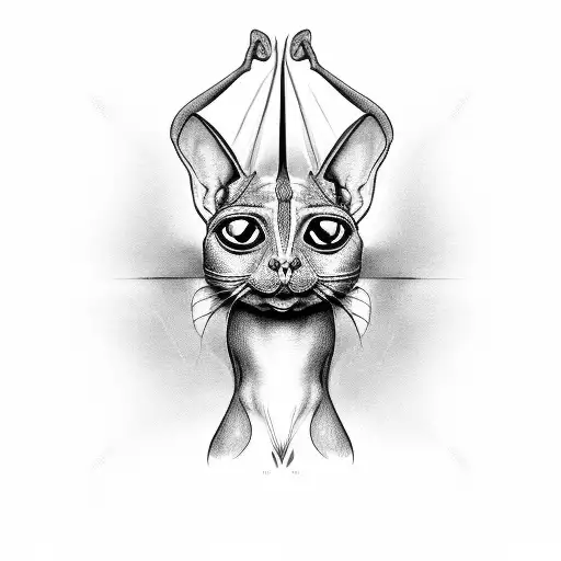 Sphinx cat doing a yoga pose tattoo design idea