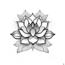 A dotwork tattoo of a lotus flower with a banner that reads 'Forever in our hearts' as a tribute to a dear friend tattoo design idea