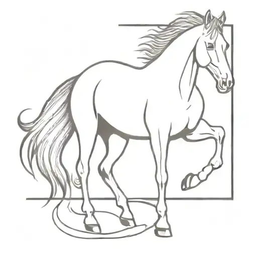 Horse jumping with a medium mane and tail, a chestnut tattoo design idea